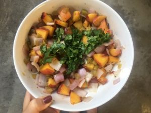 peach salsa - cilantro