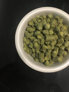 a cup of hop pellets
