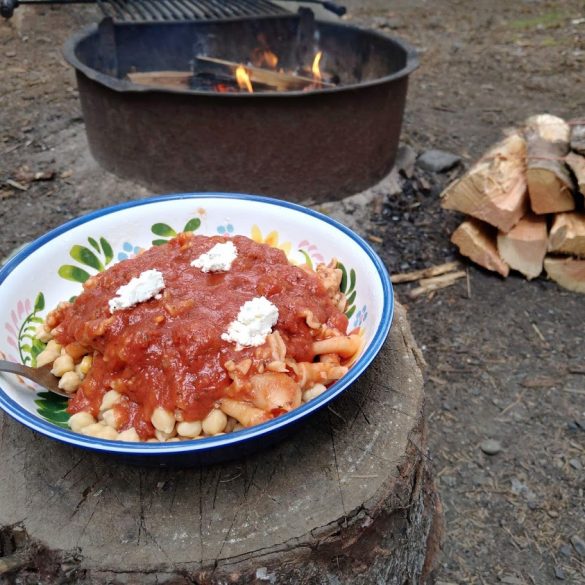gbeans6 garbanzo spaghetti by the firepit