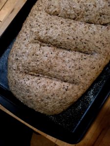 freshly baked spent grain bread