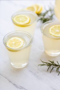 three glasses of lemonade to share