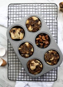 figgy coffee cake muffins in the pan