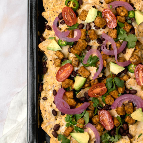 tempeh_nachos_3 tempeh nachos hot out of the oven