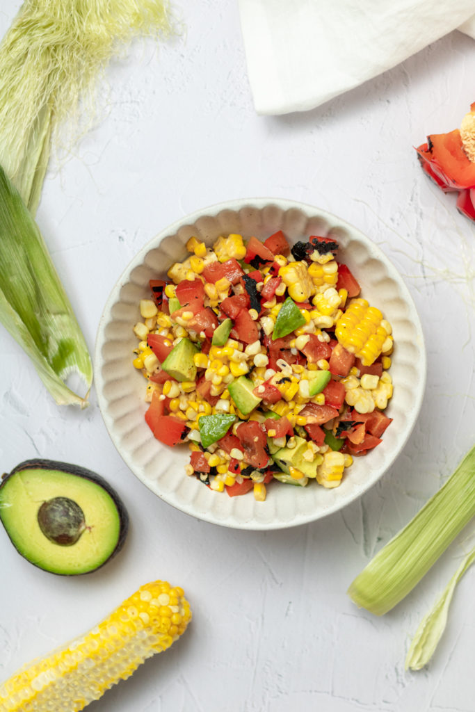 a big bowl of roasted summer salad