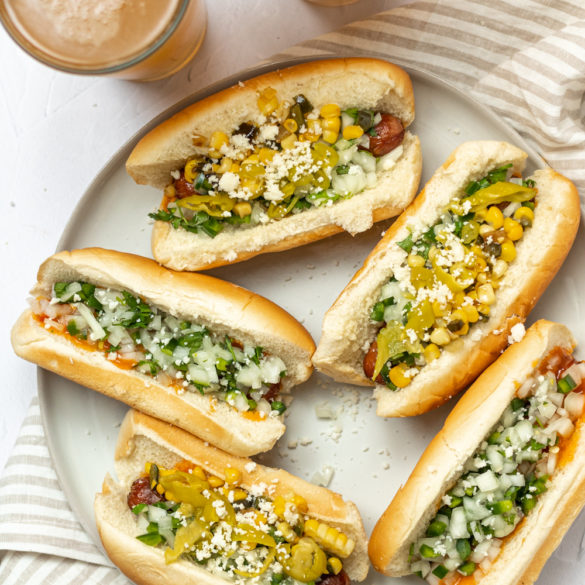 mexican_hot_dogs_001_insta_1 a plate of Mexican hot dogs