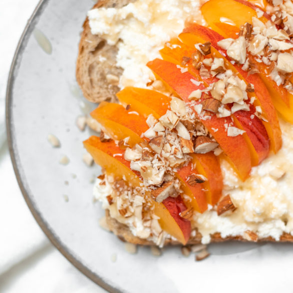 nectarine_insta a close up of the nectarine and ricotta toast